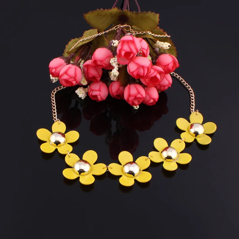 Btuamb Новые макси Большие Подвески в виде цветов в простом стиле из сплава с шариками массивные ожерелья для женщин аксессуары свободный стиль