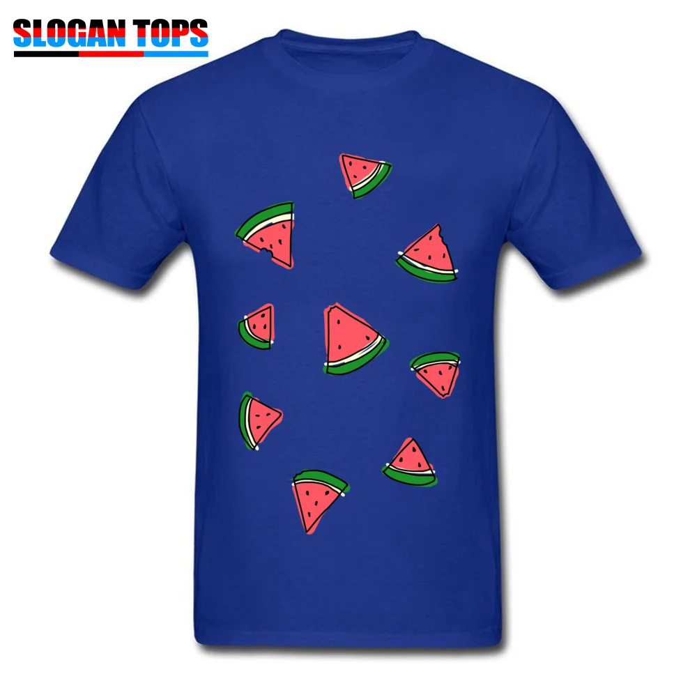 NormalDesign Short Sleeve Tops Shirt Summer/Fall Newest Crew Neck Pure Cotton T Shirt Men T Shirt WATERMELONS  WATERMELONS blue