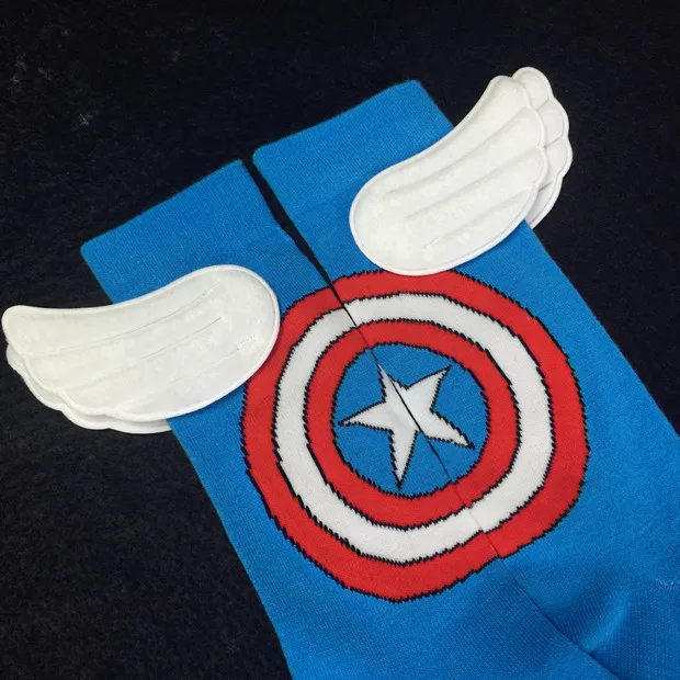 Игра престолов с крыльями Капитан Америка Косплей носки мультфильм Стиль DC до колена Летние повседневные персональные носки смешные унисекс