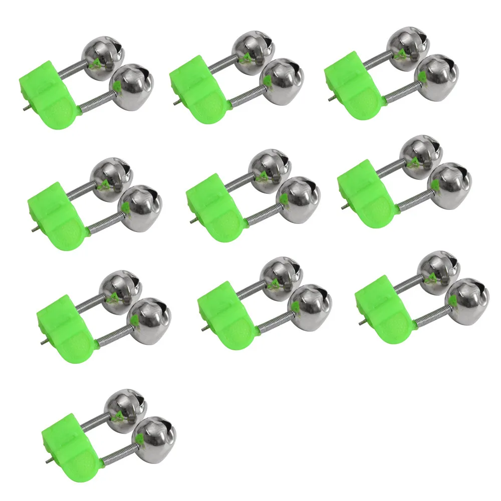 10 Pcs Double Twin Bells Tip Clip On Fish Fishing Rod Bite Alarm