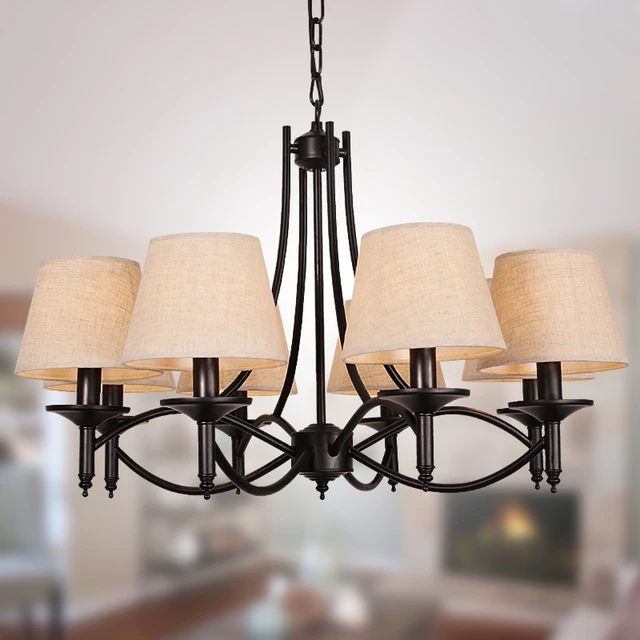 Chandelier Black Stand Hanging American Retro Traditional Home Lighting