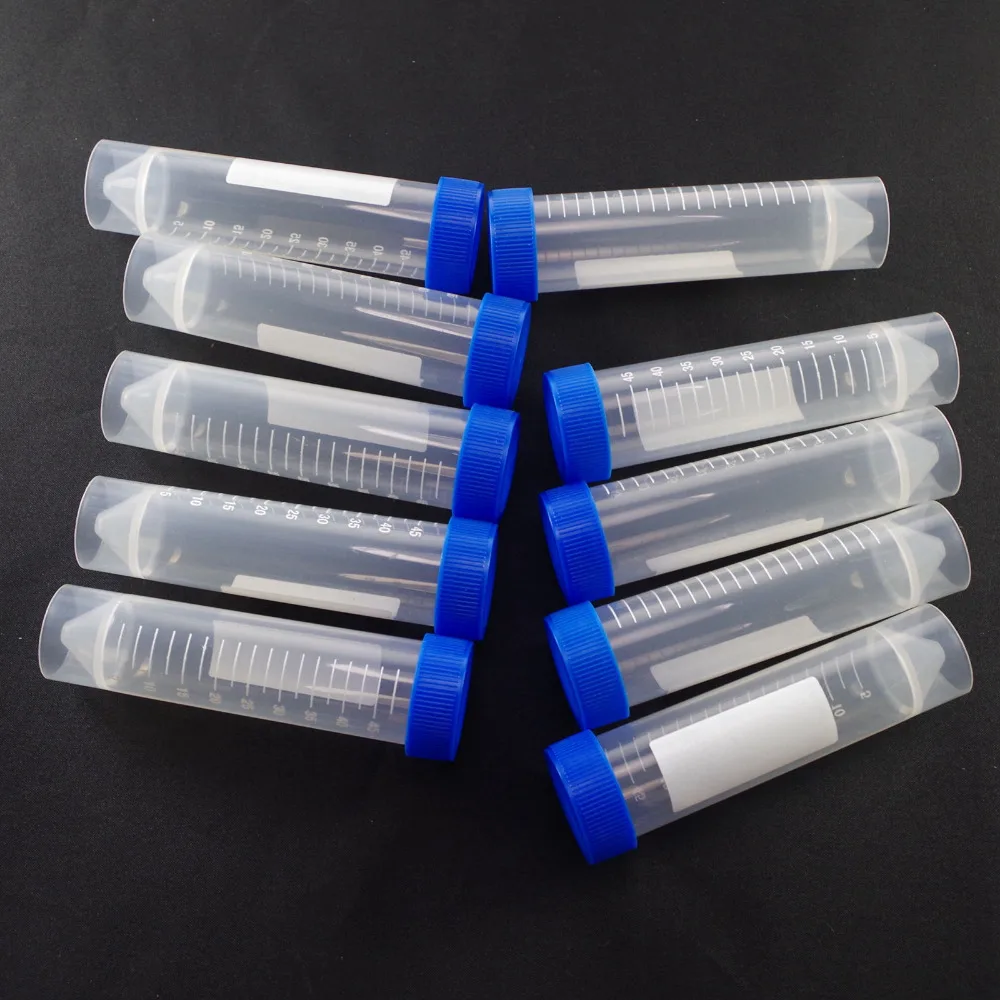 

10pcs 50ml Plastic Test Tubes Centrifuge Tubes Flat Bottom