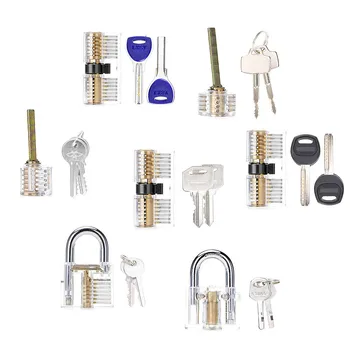 

7Pcs/Set Transparent Visible Locks Cutaway Practice Set Learning