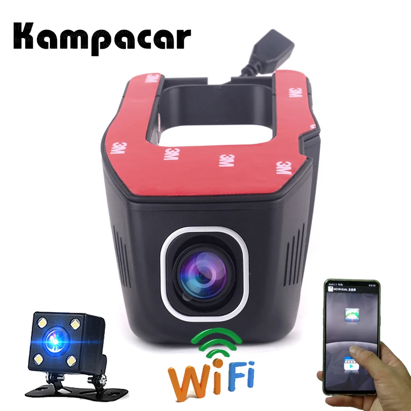 Дешевый Kampacar Скрытая мини Wi Fi камера Авто Cam Wifi Автомобильная камера рекордер видео регистратор камера заднего вида Dvrs Full HD 1080p Dashcam