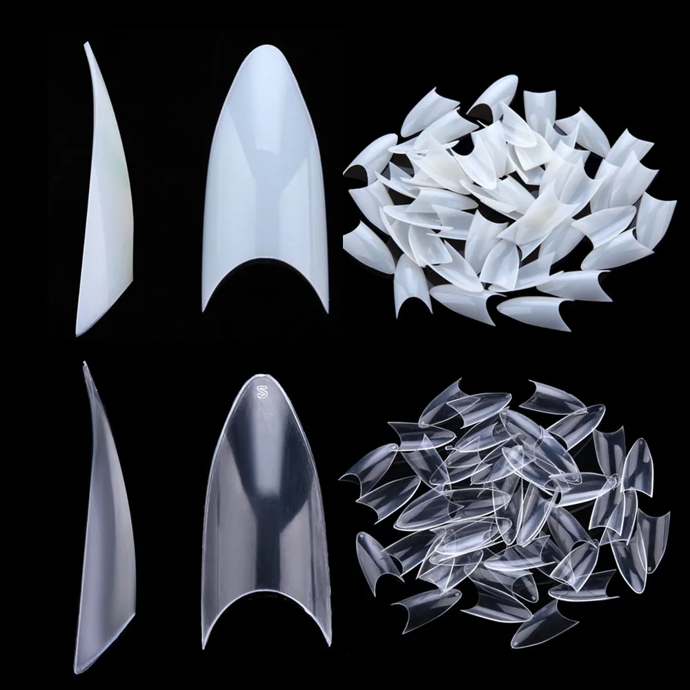 

500Pcs Stiletto Nails Sharp Ending Natural Acrylic Nail Tips False Nail Art Beauty Salon Manicure Fake Nail Tips Makartt