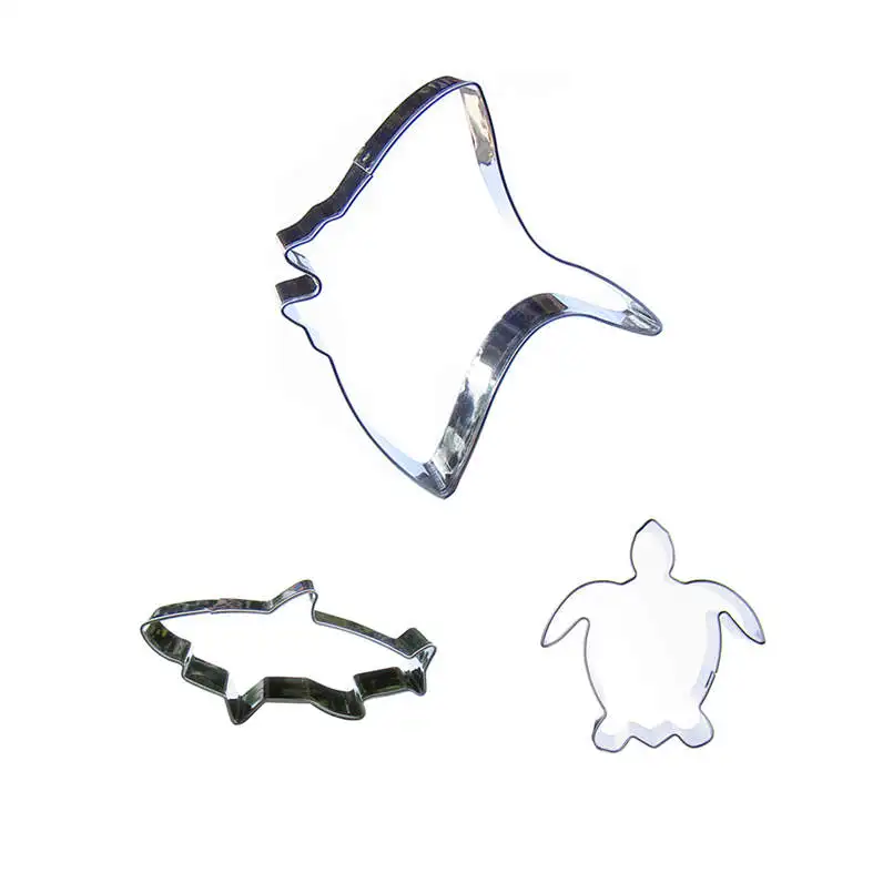 

Batfish,Little shark,Baby turtles shape 3 piece cookie cutting molds, baking tools, cake decorating soft candy tools.