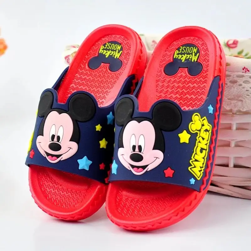 Disney/обувь; Новинка года; детские шлепанцы с Микки; Домашние Нескользящие Детские сандалии с мягкой подошвой для мальчиков и девочек