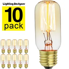 10 шт./упак. Эдисон лампы Винтаж лампа накаливания 40 W 220/240 V E27 трубка декоративная лампа накаливания T38 белка теплый белый