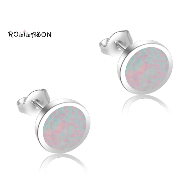 

White Fire Opal sterling Silver Stud Earrings Mother's day gift Dinner items for women Fashion Jewelry OE525