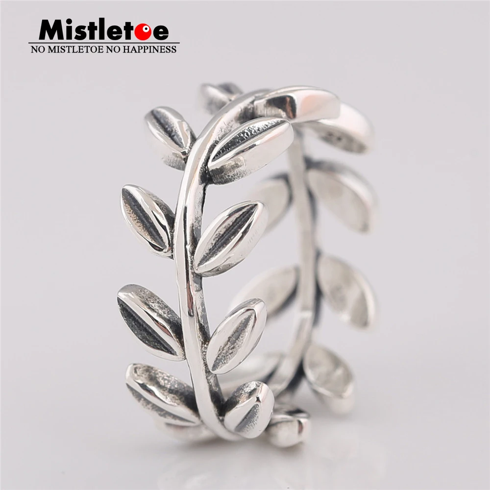

Mistletoe Genuine 925 Sterling Silver Laurel Wreath Ring European Jewelry