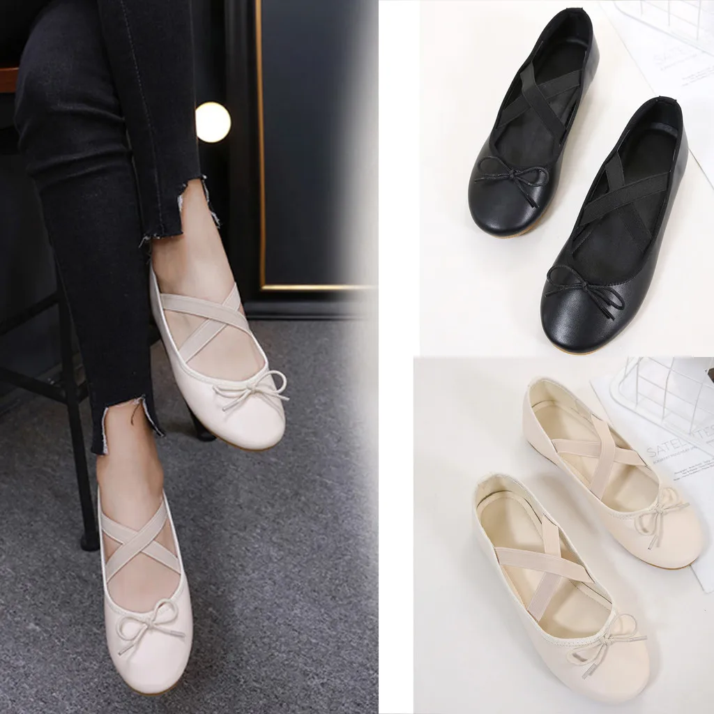

Leisure Women's Flat Ballet Dance Shoe Yoga Shoe Round-Toe Cross Strap Sandals Cross-tied Leisure Casual Round Toe sweet ladies