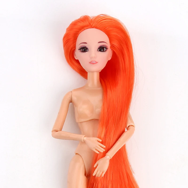 Голова куклы с красочными прямыми длинными волосами Аксессуары для самостоятельной сборки головка для 11," Головы Куклы для 1/6 BJD Кукольный дом аксессуары для куклы - Цвет: orange hair head