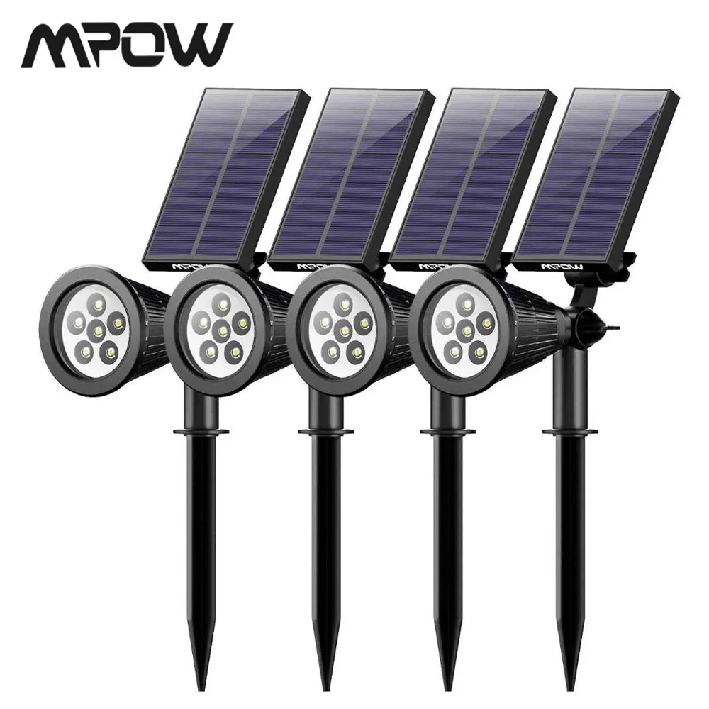 

4 Pack MPOW 6 LED Solar Light Garden Rechargeable Landscape Spotlight 180 Angle Adjustable Solar Panel Waterproof Luces Solares