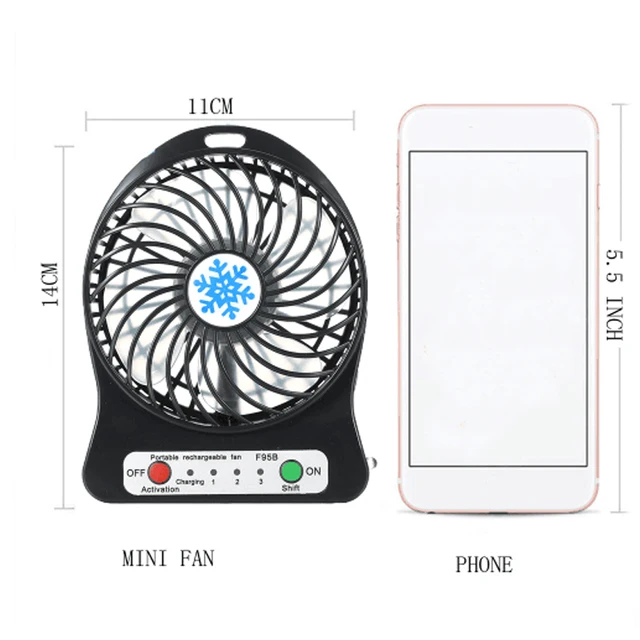 Mini Fan Portable LED Light Fan Mini Desk USB Charging Air Cooler 3 Mode Speed Regulation LED Lighting Function Cooling Fan