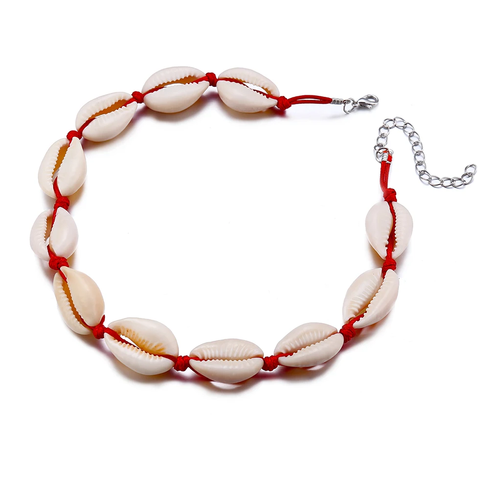 Boho Shell Choker Necklace for Women Girls New Handmade Braided Rope Chain Shell Choker Ocean Beach Shell Jewelry Dropshipping