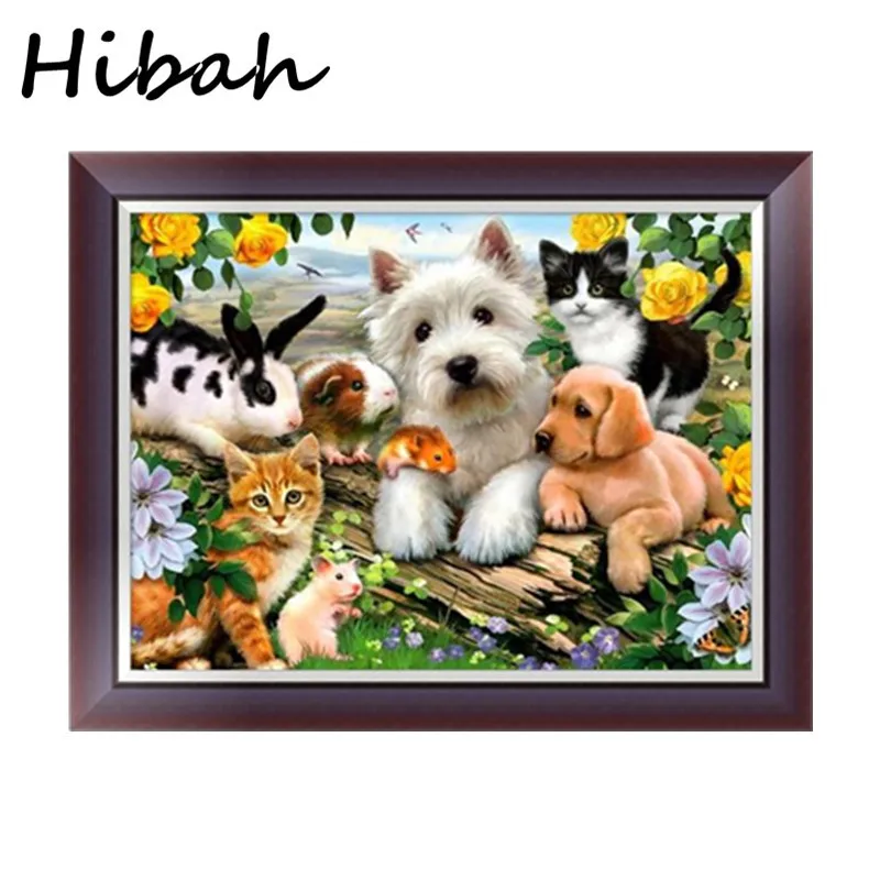 

Diamond Embroidery Animal Family Dog Series Diy Diamond Cross stitch Round Diamond Mosaic Home Decor