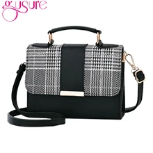 Gusure, Модная стильная женская сумка на одно плечо, клетчатая Лоскутная сумка из искусственной кожи, сумка через плечо с клапаном для офисных леди, сумки с верхней ручкой