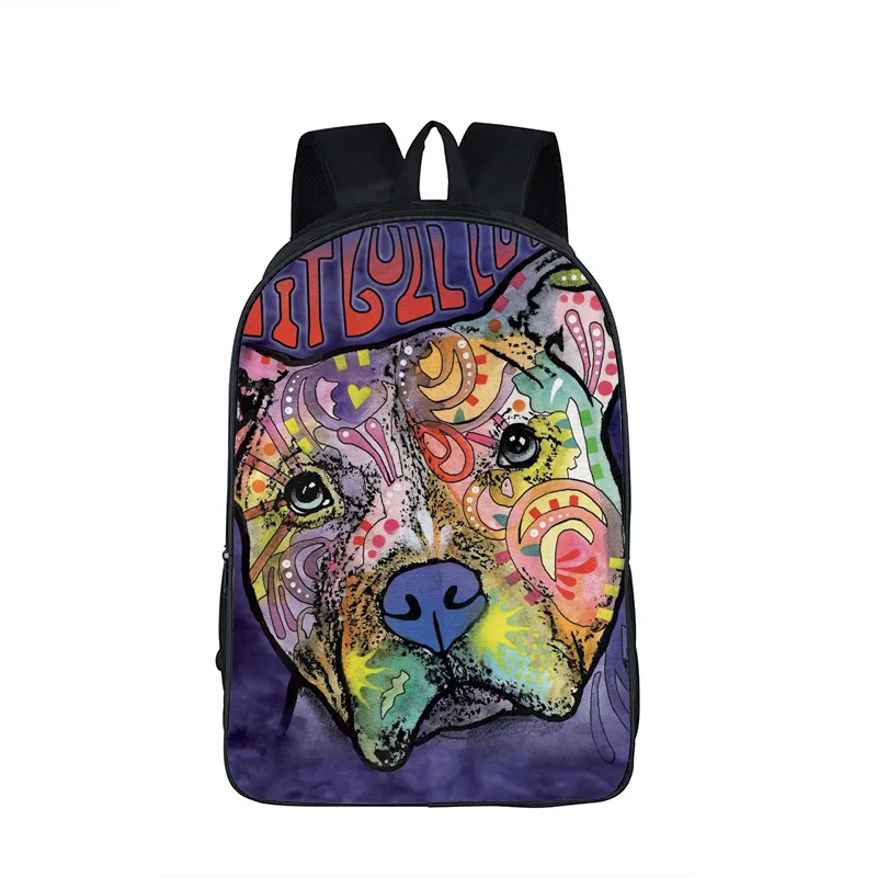 Цветной собака животное рюкзак Пособия по немецкому языку Shepherd/стаффордширский бультерьер/3D печати тепла рюкзак для подростка childschool сумка - Цвет: Dog  09
