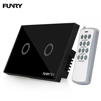 

FUNRY US Standard Smart Touch Switch RF 433 Remote Control Wall Switch 2 Gang 1 Way Wireless Light Switch for Home and Hotel
