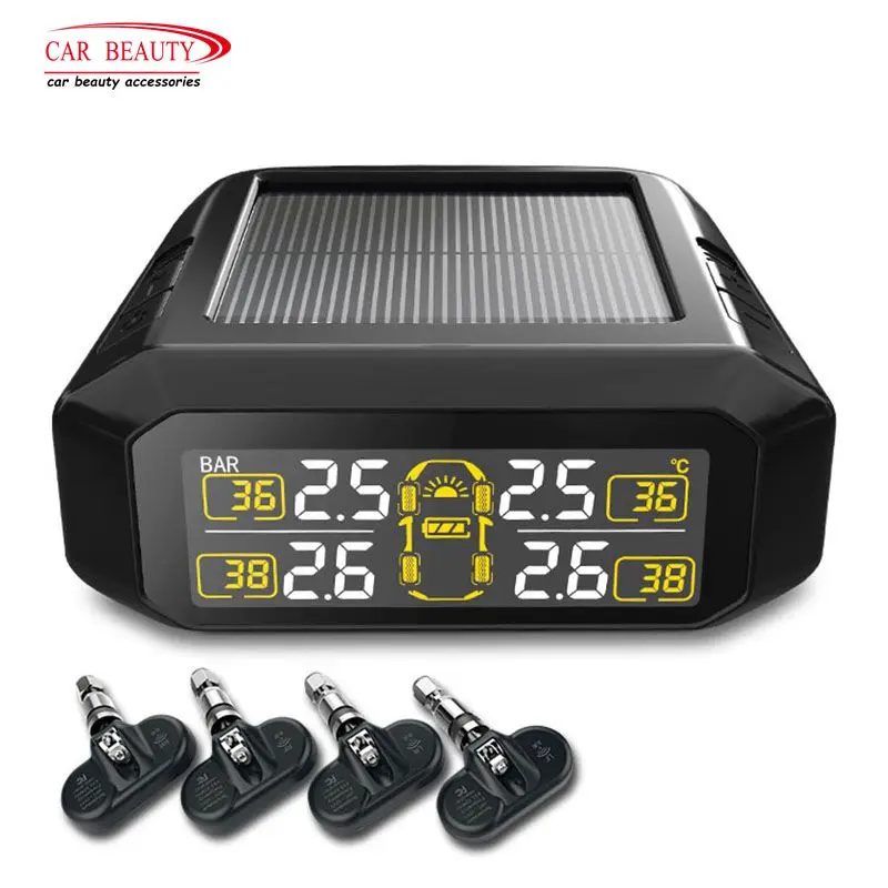 

Smart Wireless Solar Power TPMS Portable Digital Car Tire Pressure Monitoring System for Auto Security Tyre Alarm Electronics
