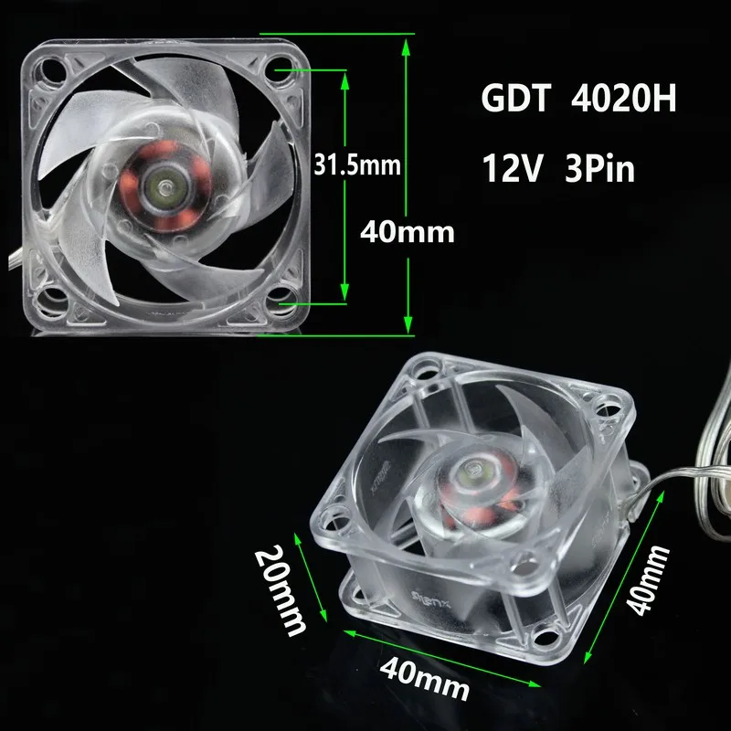 

Gdstime 1pcs 12V 4020H 3Pin 40mm X 20mm 4cm Crystal Transparent Computer Cooler DC Cooling Fan 40x40x20mm