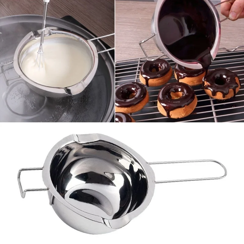 A Stainless Melting Chocolate Hollandaise Sauce Melter Butter Melting Pot Pan Milk Bowl Double Boiler Magic Butter Machine Practical Tool for Home Kitchen 400ml 