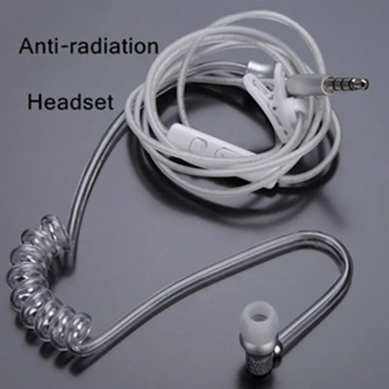 

Anti-Radiation Earphone Spiral Transparent Air Tube Headset With Mic Control Handsfree for 3.5mm Connector device