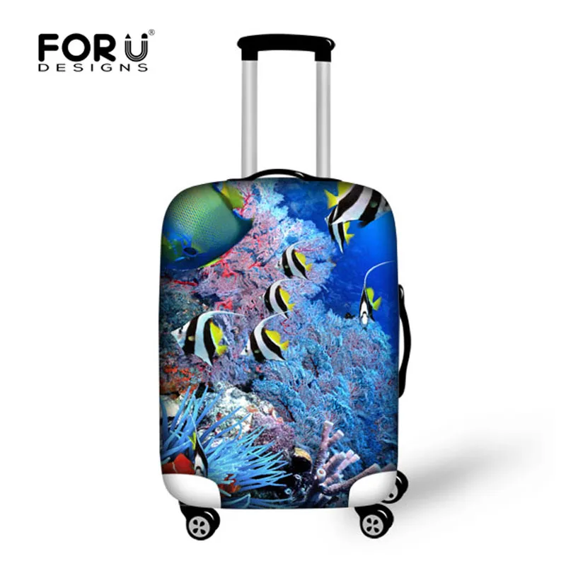 

Cute Sea Animal Tropical Fish Print Elastic Luggage Protective Covers Elastic Waterproof Dustproof Cover for 18-30 Inch Suitcase