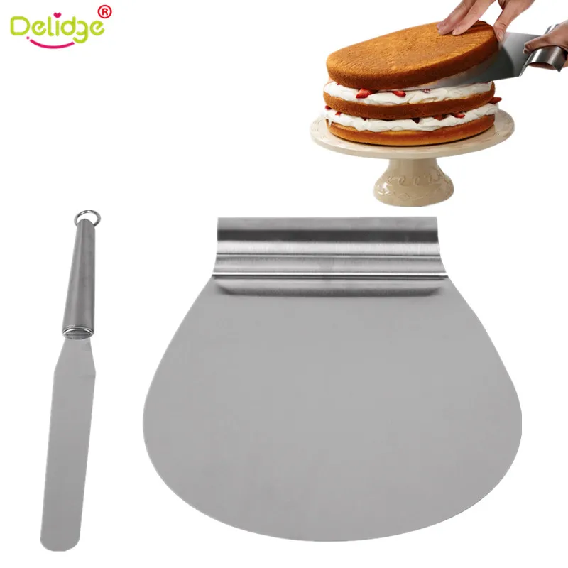 Delidge 2 pcs/set 8 Inch Cake Shovel Pastry Spatulas Stainless Steel
