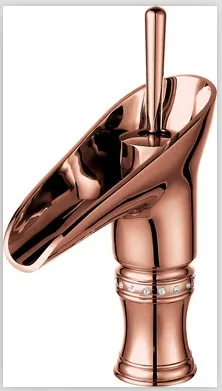 

Rose Gold Pvd Clour single hole bathroom lavatory sink crystal faucet mixer tap deck mounted Luxury tap