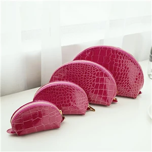 Высокое качество красочные 4 размера 1 комплект Аллигатор косметичка Сумка для хранения женская сумка с леопардовым принтом - Цвет: rose red set