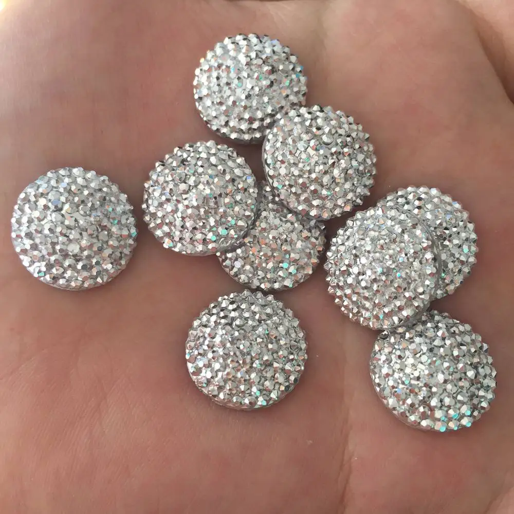 DIY 20 шт 16 мм выпуклые круглые смолы камень Flatback Свадебные пуговицы ремесло/серебро F097