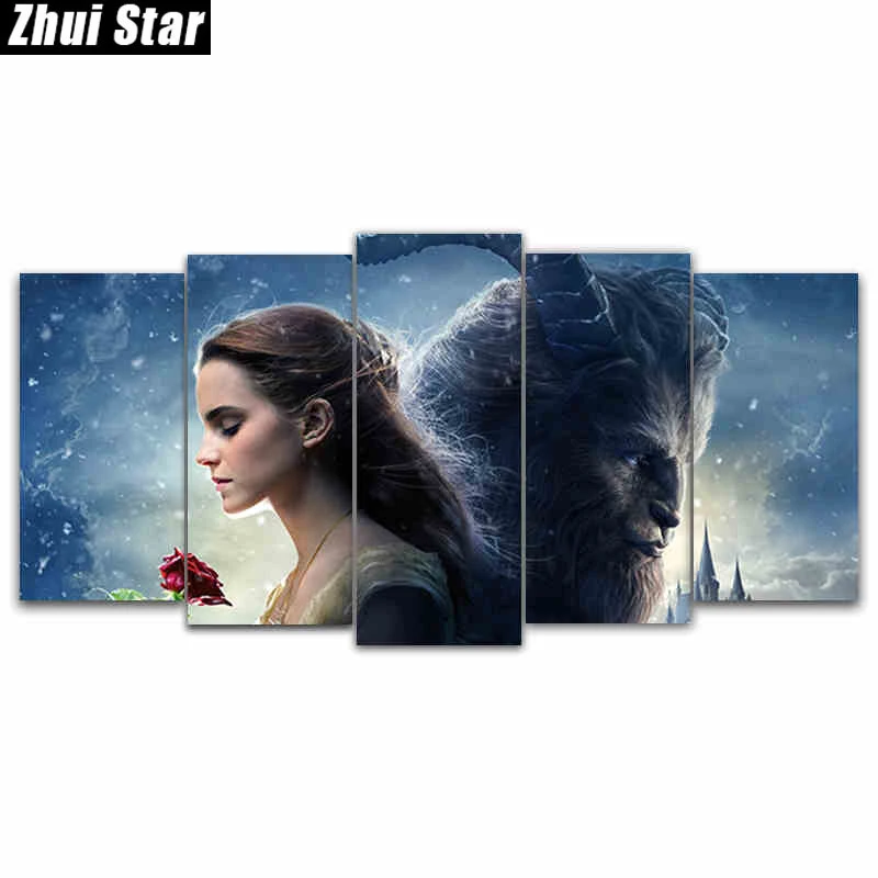 

Zhui Star 5D DIY Full Square Diamond Painting "beauty beast" Multi-picture Combination Embroidery Cross Stitch Mosaic Decor gift