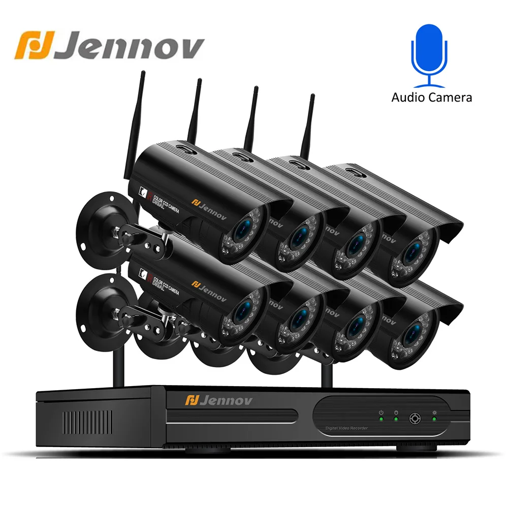 Jennov 8CH 1080P NVR Беспроводная система безопасности CCTV уличная ip-камера 2MP wifi Водонепроницаемая камера для наружного видеонаблюдения