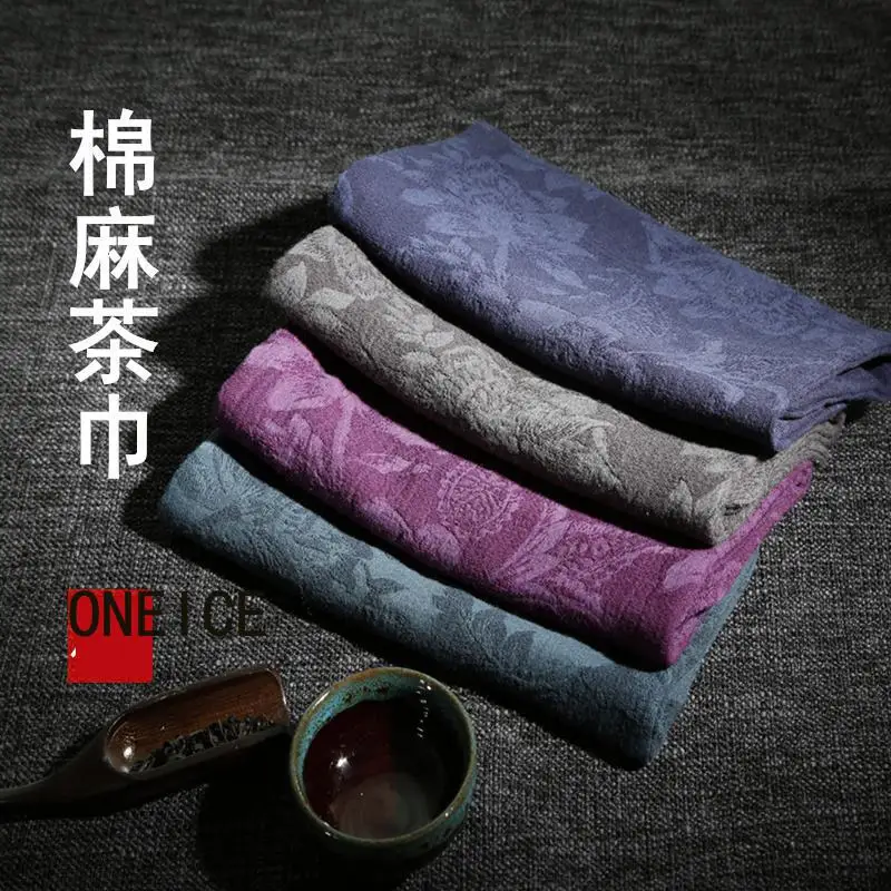 

Handmade Cotton Linen Towel Water Thickening Chinese Wind Tea Cloth Embroidery Pad Japanese Kung Fu Accessories