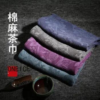 

Handmade Cotton Linen Towel Water Thickening Chinese Wind Tea Cloth Embroidery Pad Japanese Kung Fu Accessories