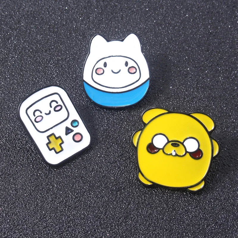 

Adventure Time BMO Finn Jake Badge Brooch Cute Cartoon Figure Pins Brooches Coat Hat Backpack Accessories for Kids Gift
