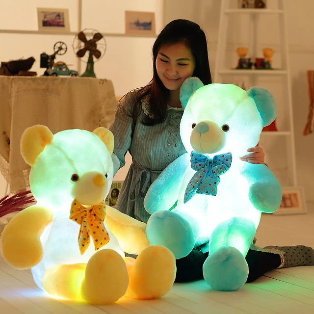 50/75cm Colorful Luminous LED Teddy Bear Toy Light Up Plush Doll Glow