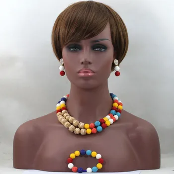 

Nigerian Wedding African Beads Bridal Jewelry Sets Women Costume Coral Carving Beads Necklace Jewellery Free Shipping ABL503