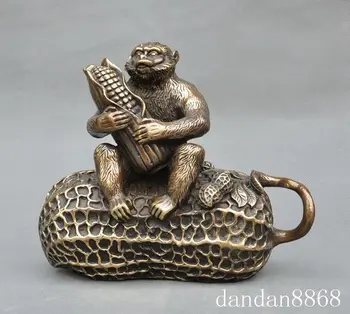 

christmas old chinese fengshui bronze Groundnut peanut corn zodiac monkey lucky statue halloween
