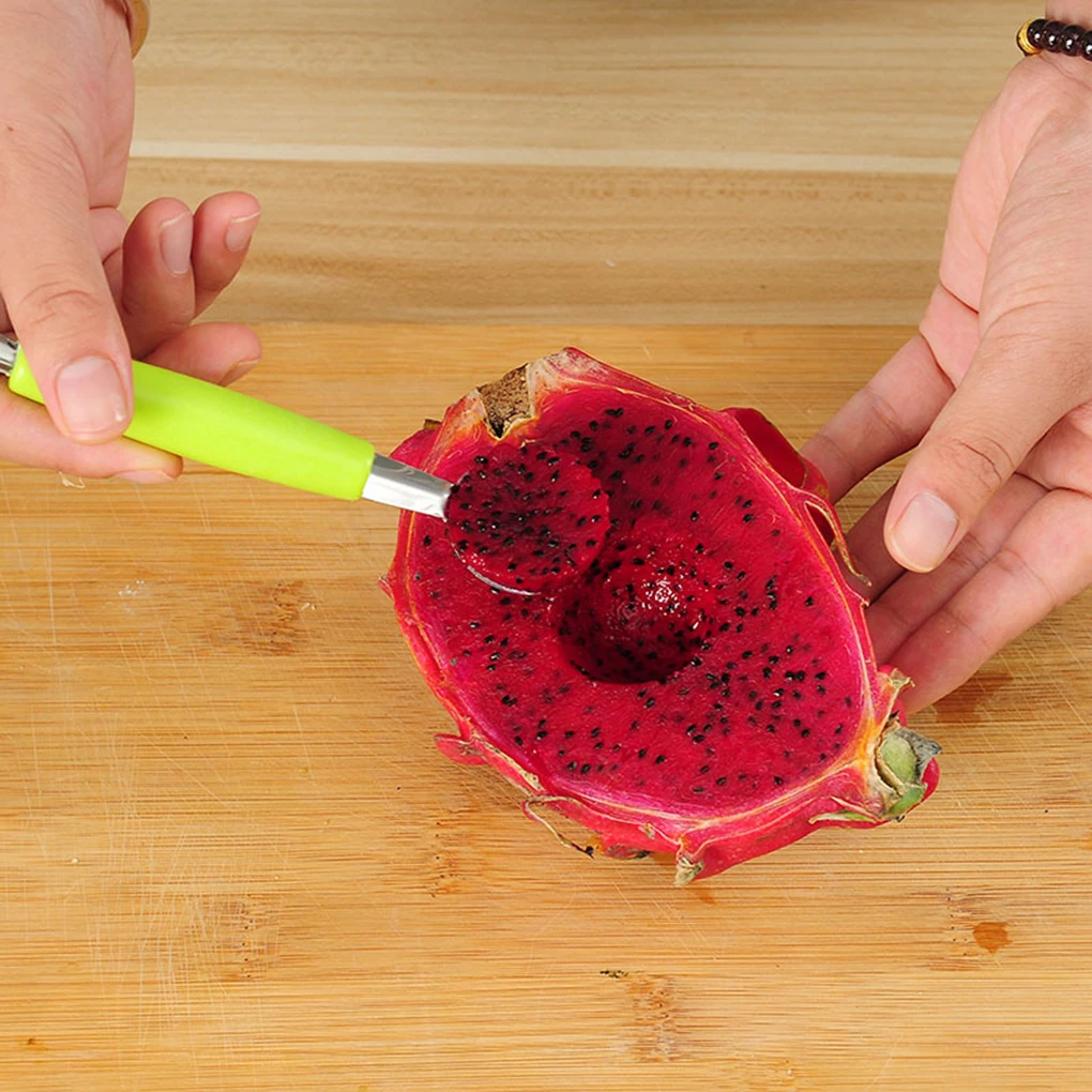 

2 in 1 Double Head Fruit Ball Carving Device Waterlemon Scoop Melon Digger Jar Mashed Baller Ice Cream Spoon