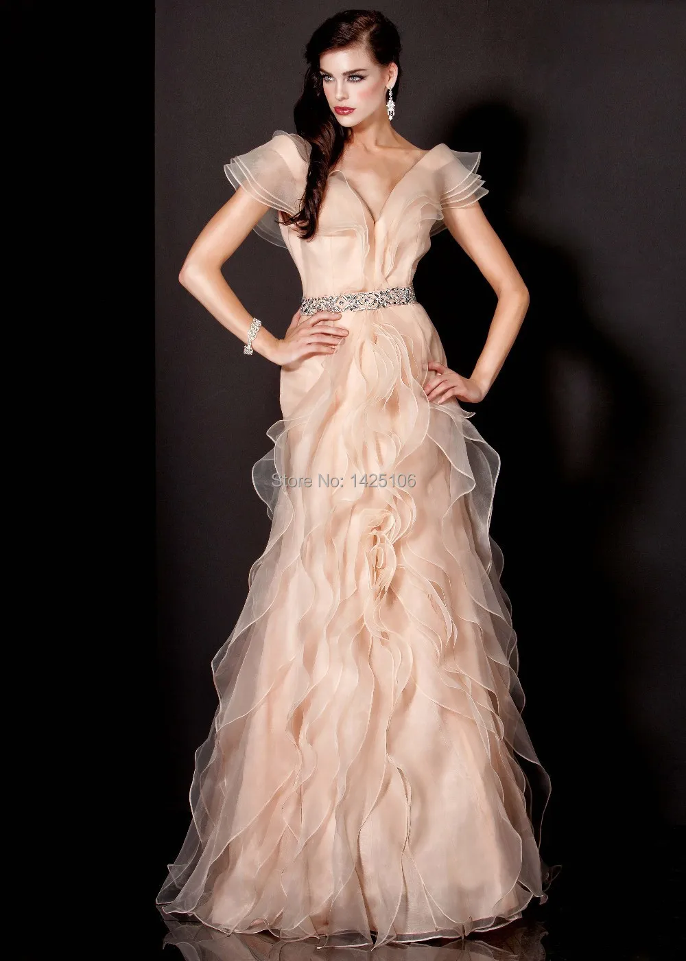 champagne color evening gown