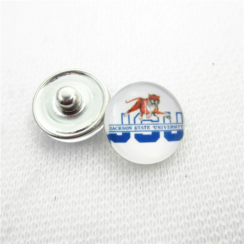 

10pcs US Jackson State Snap buttons Glass 18mm Sports snap buttons Diy Snaps Jewelry Bracelet&bangles charms