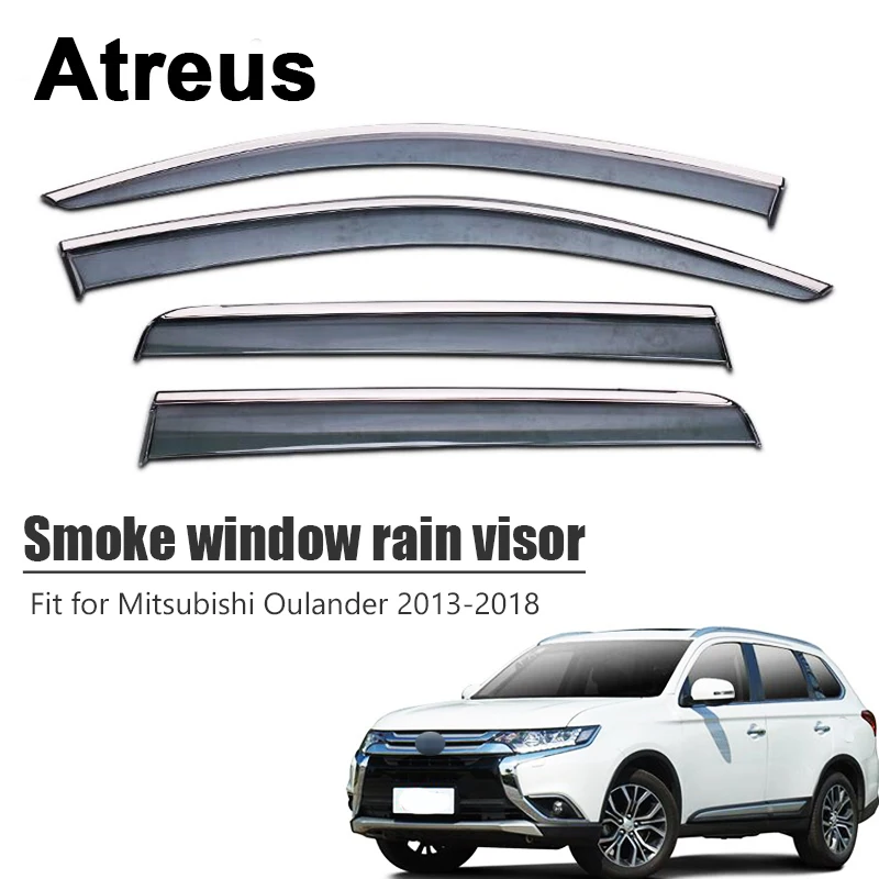 Atreus 4pcs For Mitsubishi Outlander 2013 2014 2015 2016 2017 2018 Car Door Window Sun Visor Wind Deflectors Guard Shield | Автомобили и