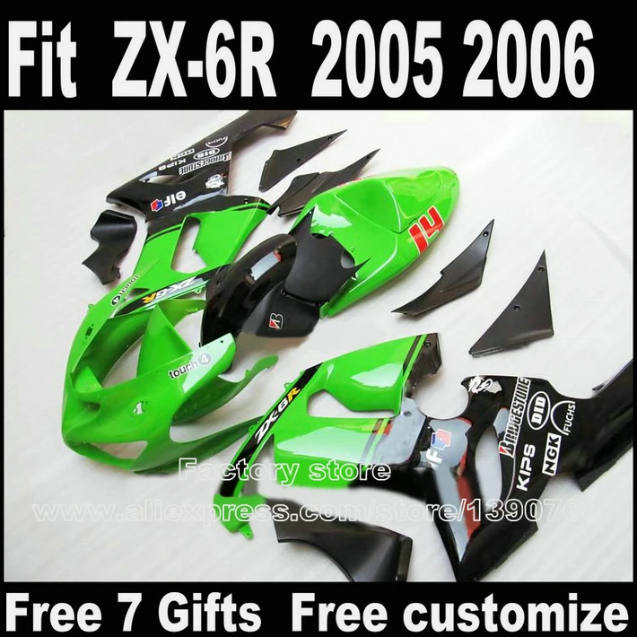 Lowest Price Body Kit For Kawasaki Zx6r Fairings 2005 2006 Plastic