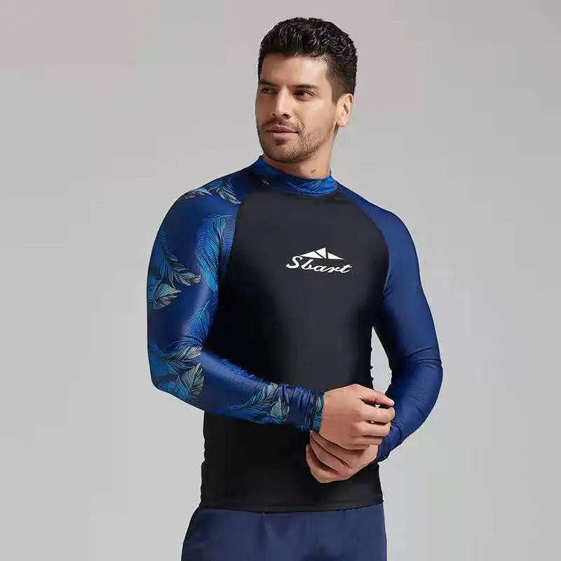 

SBART Men Surf Rash Guards Top Lycra Long sleeve UPF50+ Quick Dry Surf-clothes Man Swim Kitesurf Windsurf Dive T-Shirt Plus 3XL