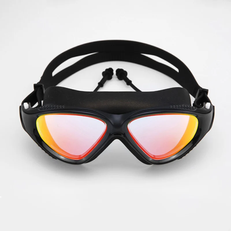 Профессиональные плавательные очки для взрослых, водонепроницаемые, с защитой от ультрафиолета, противотуманные, регулируемые очки для дайвинга, очки для плавания - Цвет: Black