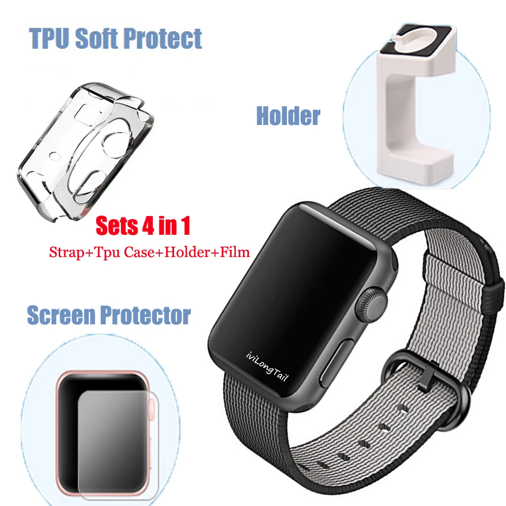 Nylon-Watch-Band-Uitee-Woven-for-Apple-Watch-42mm-38mm-Replacement-Strap-for-iWatch-Light-Fabric-colour and TPU sets3