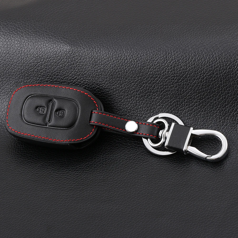 2 кнопки Кожаный Автомобильный Брелок-чехол для дистанционного ключа чехол для Renault kwid символ трафик для Dacia logan, duster