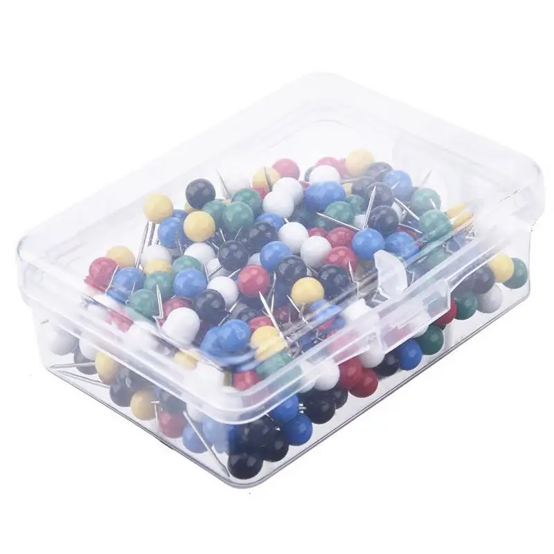 

300 PCS/set Map Pin Metal Color Pin Thumbtack Map Mark With 1/ 8 Inch Head And Steel Point Standard Pin School Office Supplies